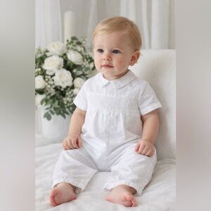NWT | Talbots Kids | Smocked Christening Romper | 12–18M | $68 MSRP